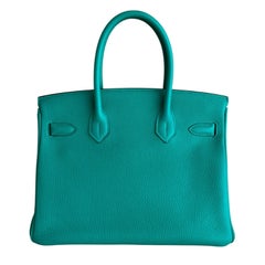 Hermes Birkin 30 Vert Verone Togo Leather Gold Hardware Rare Top Handle Bag