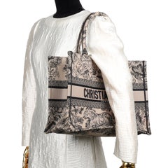 Christian Dior Book Tote Bag aus besticktem Canvas, mittelgroß