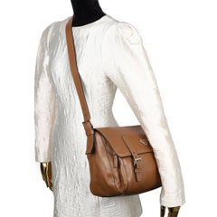 Prada Soft Calf Messenger Bag in Carmel Brown