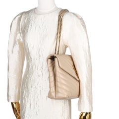 Saint Laurent Calfskin Y Quilted Monogram Medium Loulou Chain Satchel