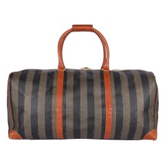 Borsa da viaggio Fendi FF a righe in marrone vintage