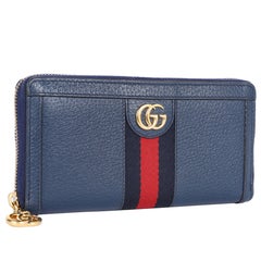 Gucci Calfskin Web Ophidia Zip Around Wallet