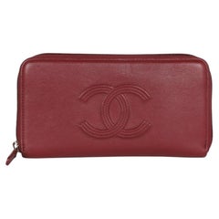 Chanel Timeless Zip Around Wallet Burgundy