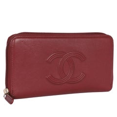 Chanel Timeless Zip Around Wallet Burgundy