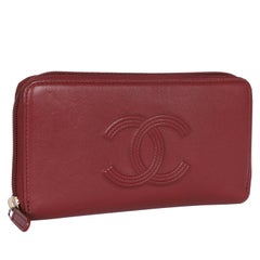 Chanel Timeless Zip Around Wallet Burgundy