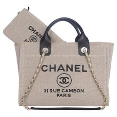 Chanel Mixed Fibers Medium Deauville Tote Bag in Canvas Leather, Italy