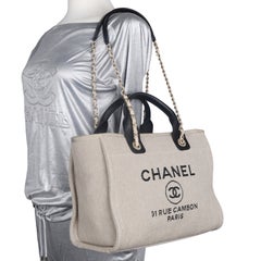 Chanel Mixed Fibers Medium Deauville Tote Bag in Canvas Leather, Italy