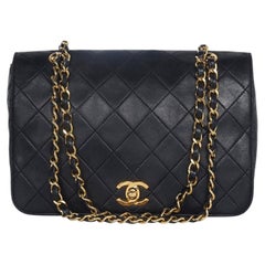 Chanel Classic Full Flap Shoulder Bag in Black Quilted Leather, 1996-1997