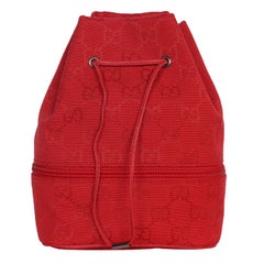 Gucci Red GG Monogram Mini Satchel Bag, Canvas Leather, Women's, Italy