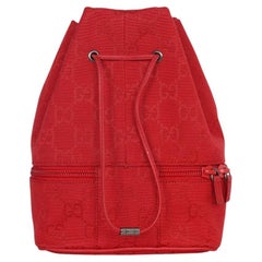 Gucci Red GG Monogram Mini Satchel Bag, Canvas Leather, Women's, Italy