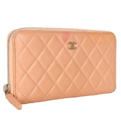 Chanel 2011 Pink Quilted Lambskin Long Zippy Wallet with CC Logo