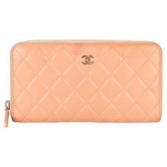 Chanel 2011 Pink Quilted Lambskin Long Zippy Wallet with CC Logo