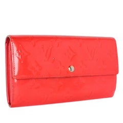 Louis Vuitton Long Leather Sarah Wallet in Red/Orange, 2012