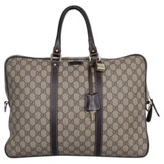 Gucci GG Canvas Monogram Briefcase Travel Bag in Leather