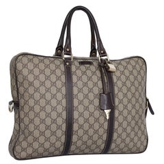 Gucci GG Canvas Monogram Briefcase Travel Bag in Leather