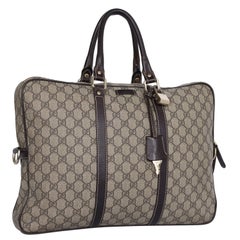 Gucci GG Canvas Monogram Briefcase Travel Bag in Leather