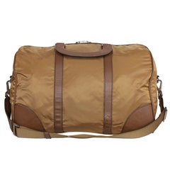 Prada Brown Nylon Travel Duffle Bag with Leather Accents, 18\" L