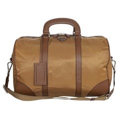 Prada Brown Nylon Travel Duffle Bag with Leather Accents, 18\" L
