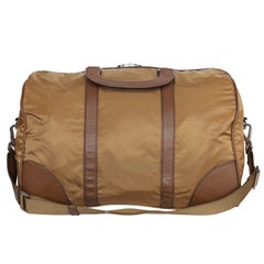 Prada Brown Nylon Travel Duffle Bag with Leather Accents, 18\" L