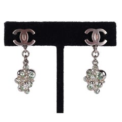 Chanel 21st Century Silver Rhinestone Dangle Earrings, France