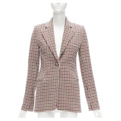 KHAITE Vera Rot Schwarz karierter Blazer aus Schurwolle mit einer Knopfleiste aus Schurwolle US0 XS