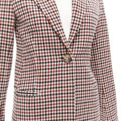 KHAITE Vera Rot Schwarz karierter Blazer aus Schurwolle mit einer Knopfleiste aus Schurwolle US0 XS