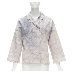 CHRISTIAN DIOR Kids bleached blue washed Cannage quilted dye denim jacket 13Y XS