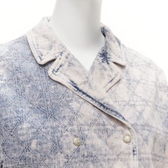 CHRISTIAN DIOR Kids bleached blue washed Cannage quilted dye denim jacket 13Y XS