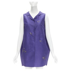 SHIATZY CHEN silk purple oriental floral bird embroidery cocoon vest IT44 L