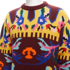 PRADA 2018 multicolour graphic virgin wool cashmere crew neck sweater IT48 M