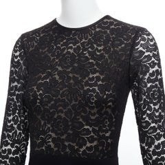 MICHAEL KORS COLLECTION black lace overlay top crop sleeve long gown US2 S
