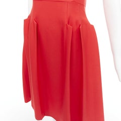 BOTTEGA VENETA rot 100% Vrigin Wolle 3D plissiertes Kleid mit Rundhalsausschnitt und Schlaghose