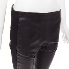 BALENCIAGA LEATHER 2011 schwarz Lammfellmischung moto Hose mit Bündchen FR40 L
