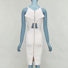 ROLAND MOURET Beige Origami Falten Rücken Reißverschluss Etuikleid UK8 S