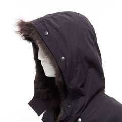 3.1 PHILLIP LIM black cotton brown full sheep fur lined parka coat XS