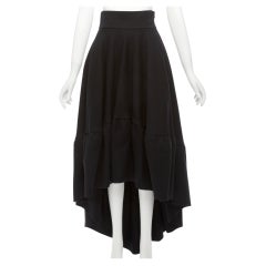 ANTONIO BERARDI black cotton blend high low dramatic ruffle skirt IT40 S