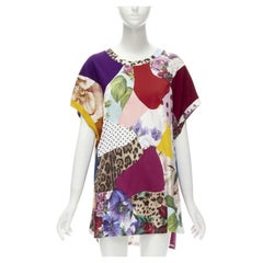 DOLCE GABBANA 2021 Sicilian Patchwork cap sleeve cotton casual dress IT38 XS