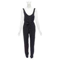 RAG & BONE 100% charmeuse silk charcoal grey belted jumpsuit US0 XS