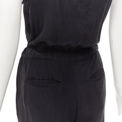 RAG & BONE 100% charmeuse silk charcoal grey belted jumpsuit US0 XS