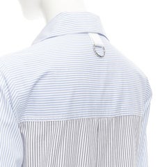 Tibi robe chemise en coton rayé bleu gris à poches asymétriques XS