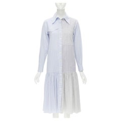 Tibi robe chemise en coton rayé bleu gris à poches asymétriques XS