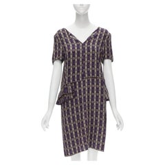 MARNI purple jewel print tier ruffle waist sheath dress IT38 XS