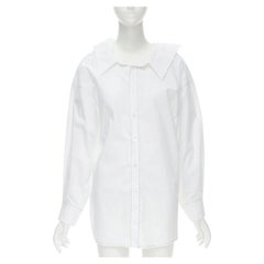 MARNI white cotton blue stitching deconstructed collar oversized shirt IT36 XS