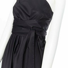 Tibi - Robe évasée en coton noir à épaules asymétriques - Jupe à plis asymétriques US0 XS