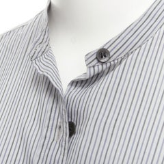 DRIES VAN NOTEN blue pinstripe cotton cupro hem long sleeve shirt dress FR34 XS