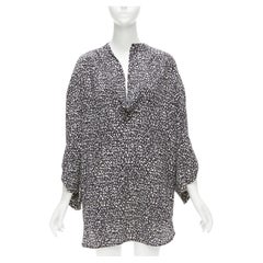 MARNI 100% silk black white speckle print asymmetric neck shirt dress IT40 S
