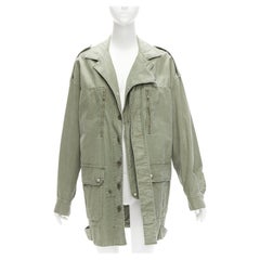 LIMI FEU washed green cotton zip back pocketed utility parka coat S