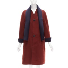 LORO PIANA 100% double faced cashmere burgundy navy Reversible coat IT44 L