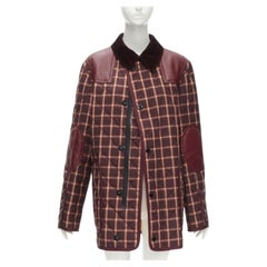 BURBERRY RICCARDO TISCI, veste réversible en cuir à carreaux bourgognes XS