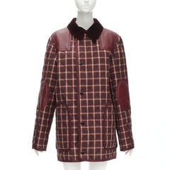 BURBERRY RICCARDO TISCI, veste réversible en cuir à carreaux bourgognes XS